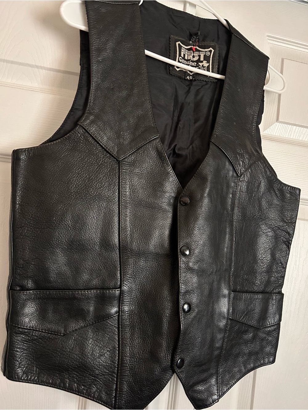 First Leather Vest - Black Genuine Leather Men's Vest